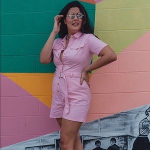 Missguided Pink Romper with Belt